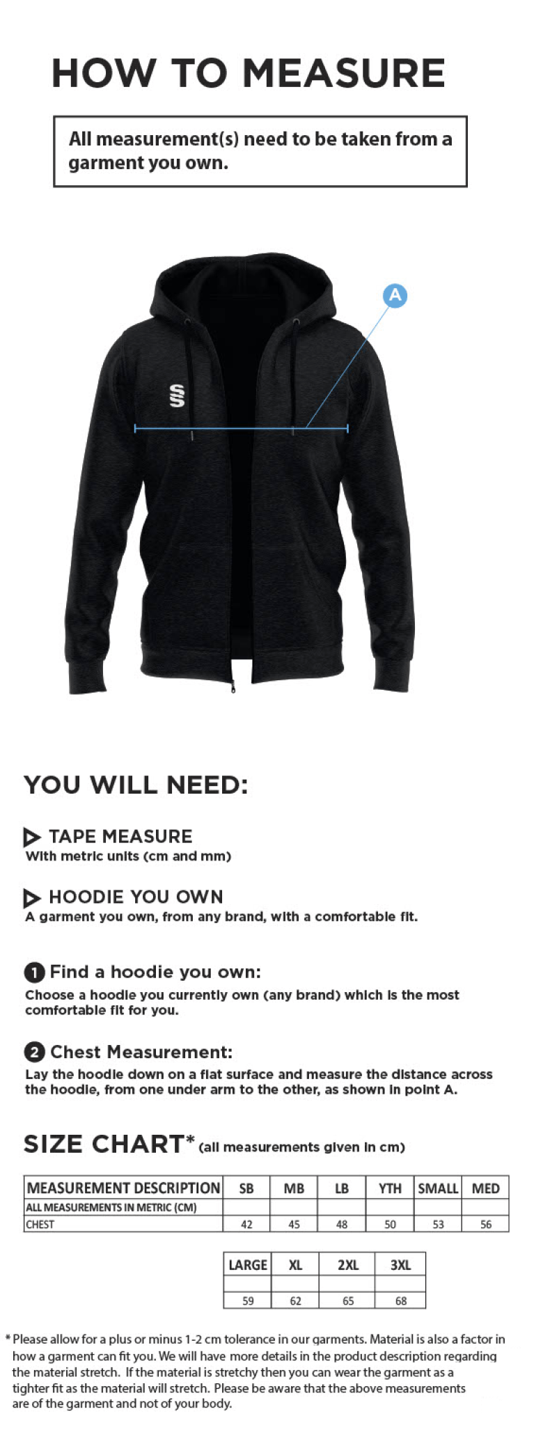 Barts & London - Men's Full-Zip Hoodie - Size Guide