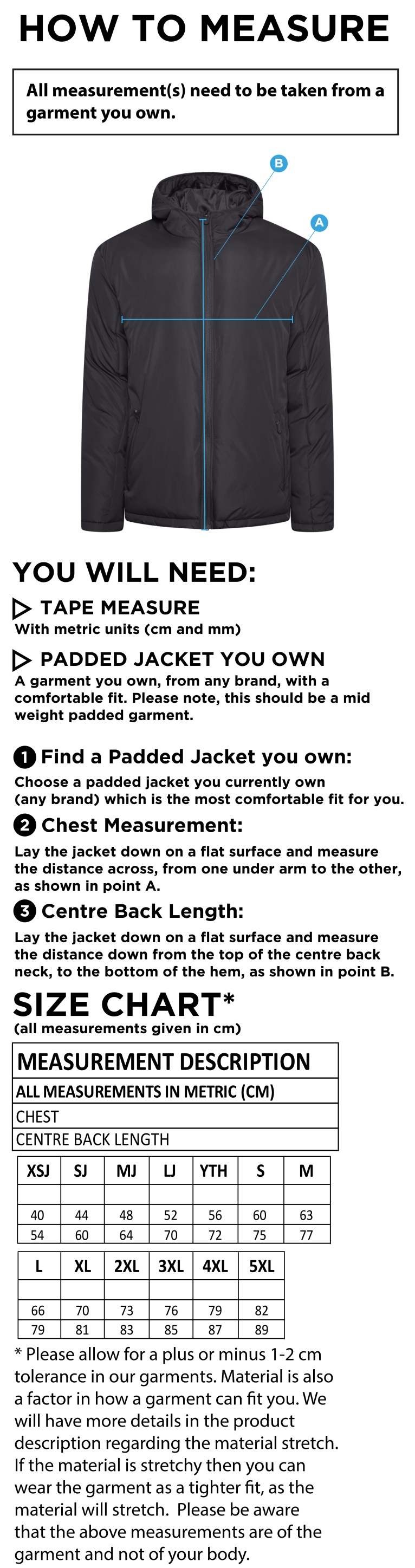 Barts & London - Coaches Jacket - Size Guide