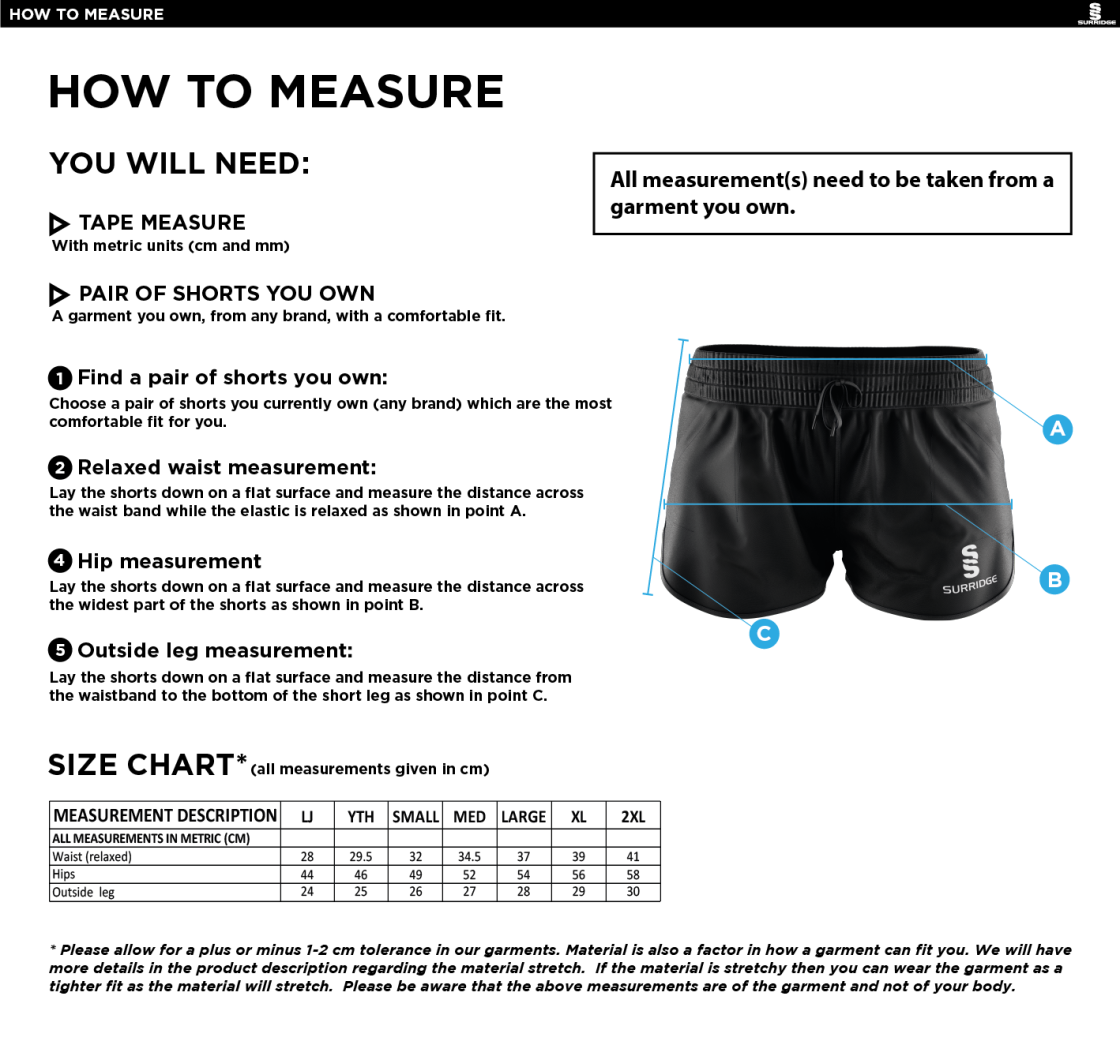 Barts & London - Women's Dual Active Short - Size Guide